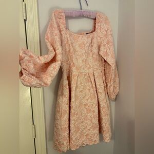 Textured Pink Long Sleeve Dress